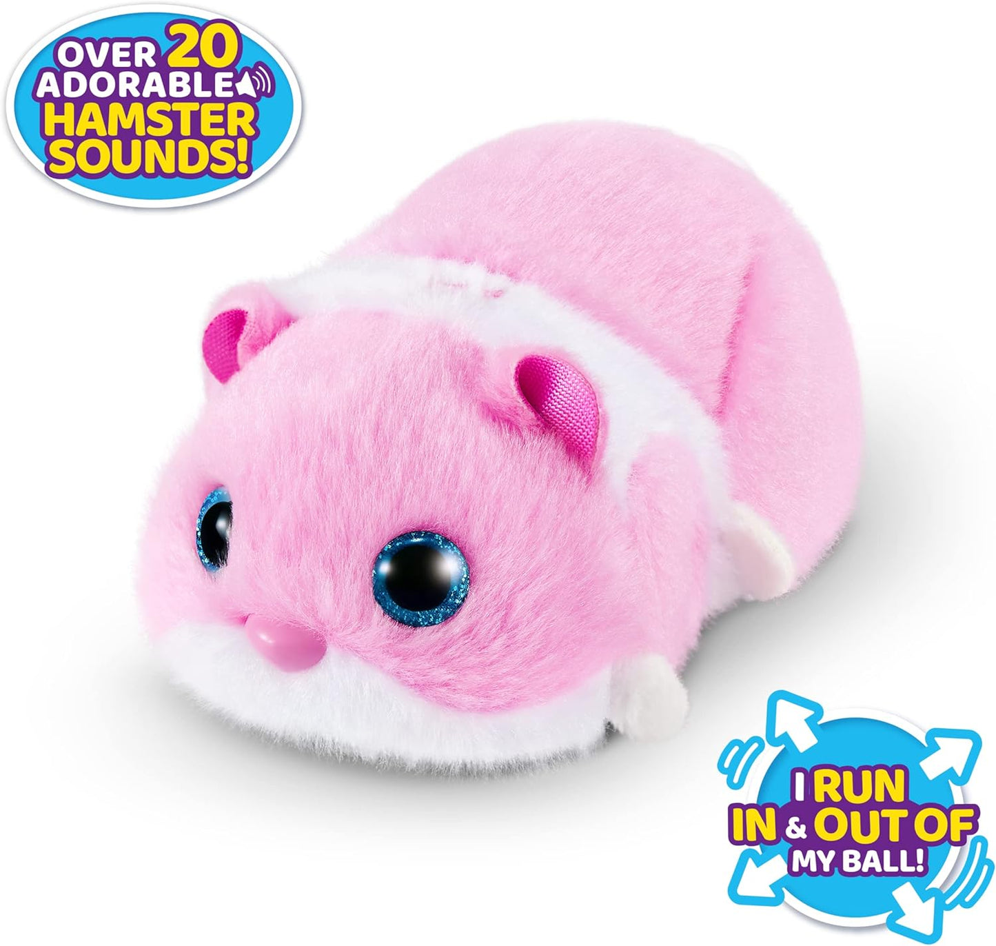 Pets Alive Hamstermania Pink da ZURU Hamster, animal de estimação eletrônico, mais de 20 sons interativos, brinquedo de bola de hamster para meninas e crianças (rosa)