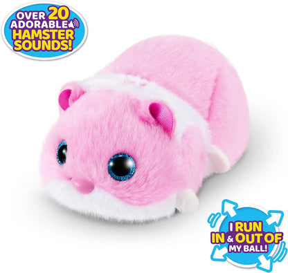 Pets Alive Hamstermania Pink da ZURU Hamster, animal de estimação eletrônico, mais de 20 sons interativos, brinquedo de bola de hamster para meninas e crianças (rosa)