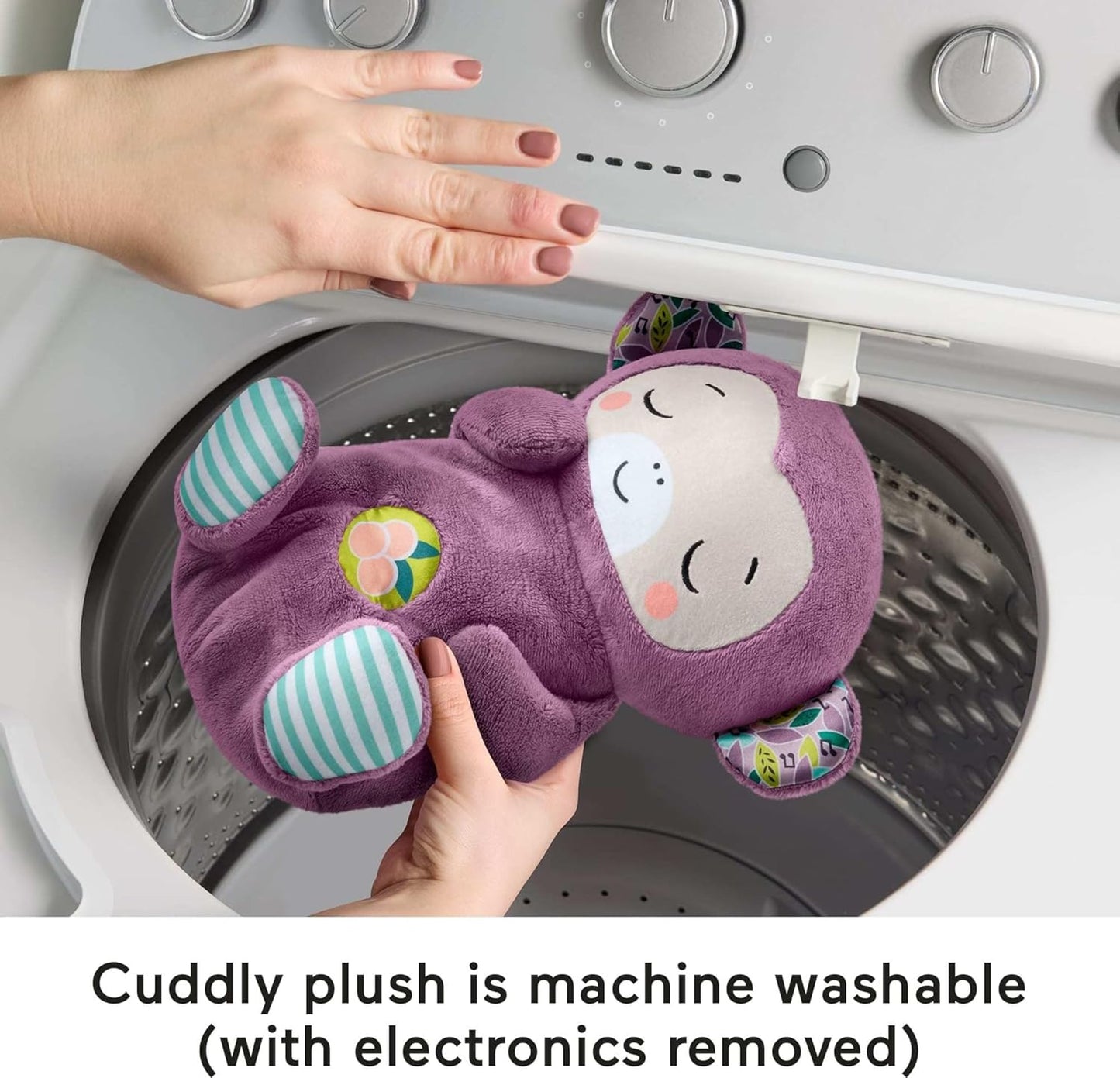 Fisher-Price Brinquedo para Bebê Soothe ‘n Snuggle Macaco de Pelúcia Roxo com Sons Sonoros, Movimentos de Respiração e Luzes para Recém-Nascidos a partir de 0 Meses, JLH41