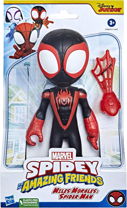 Figura de ação gigante do Miles Morales de 25 cm da Marvel Spider-Man e seus Amigos Incríveis, brinquedo colecionável grande e fácil de posicionar para crianças a partir de 3 anos.