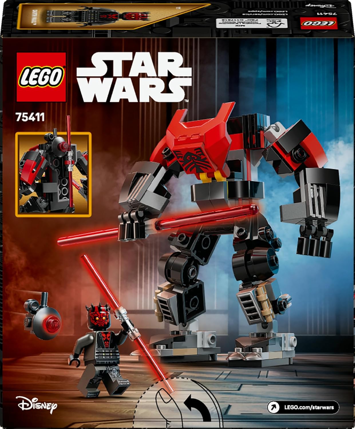 LEGO Star Wars: The Clone Wars Darth Maul, brinquedo de construção robô para meninos, meninas, fãs e amantes da fantasia a partir de 6 anos, ideia de presente para crianças, inclui um grande sabre de luz vermelho de lâmina dupla 75411