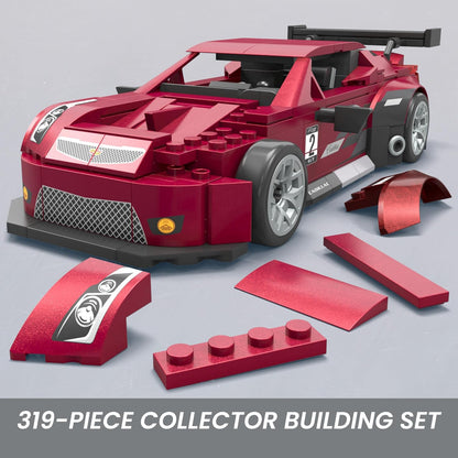 MEGA Brinquedo de Montar Hot Wheels – Carro Colecionável Cadillac ATS-V R com 319 Peças e Modelo Die-Cast, Conjunto de Montar e Exibir para Colecionadores, Vermelho, HRY18