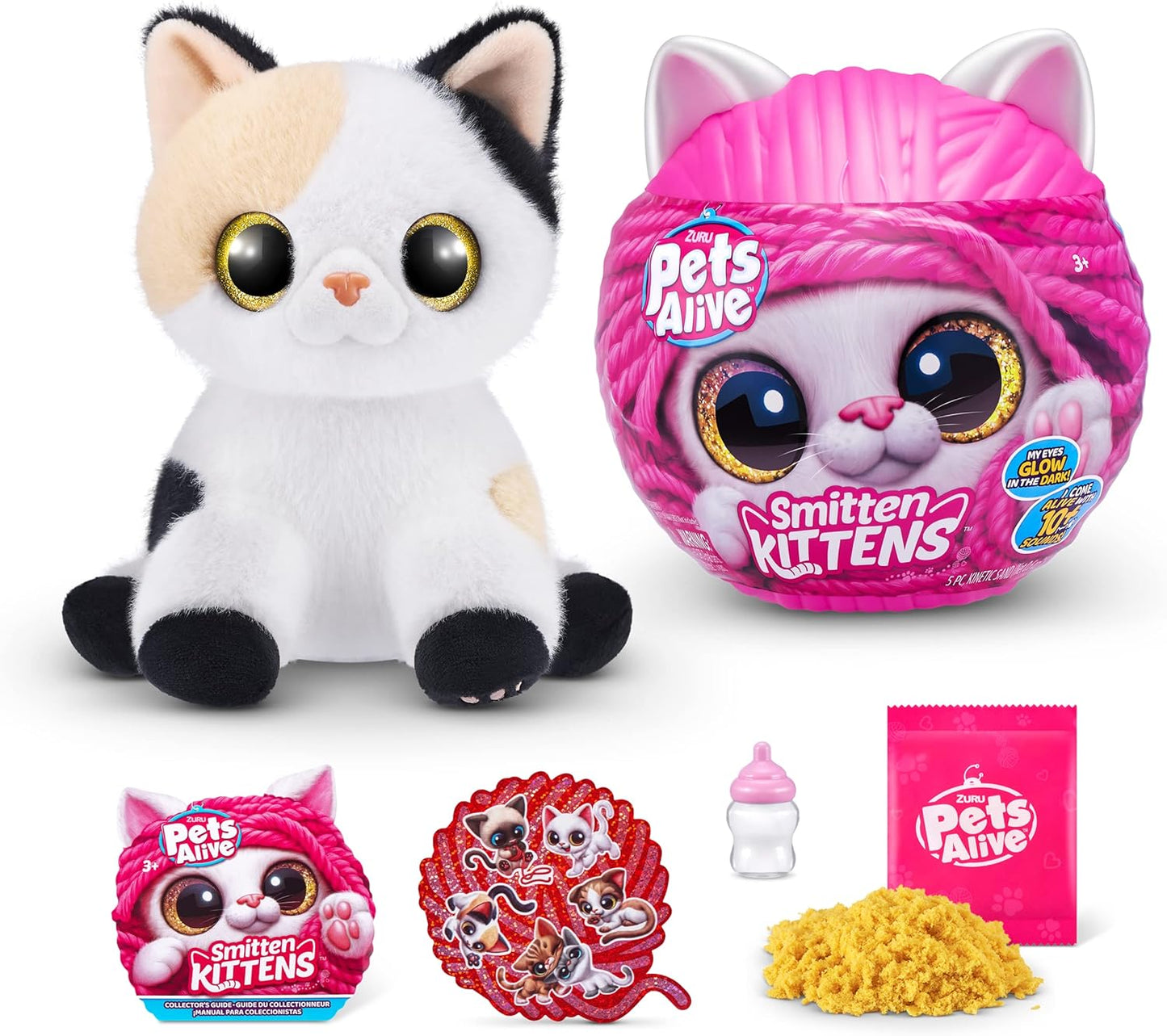 Pets Alive Smitten Minx da ZURU, brinquedo eletrônico de pelúcia macio, bichinhos de pelúcia robóticos e brincadeira interativa para crianças com 10 sons de gatinhos reais
