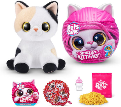 Pets Alive Smitten Minx da ZURU, brinquedo eletrônico de pelúcia macio, bichinhos de pelúcia robóticos e brincadeira interativa para crianças com 10 sons de gatinhos reais