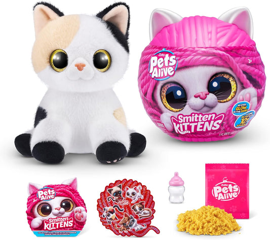 Pets Alive Smitten Minx da ZURU, brinquedo eletrônico de pelúcia macio, bichinhos de pelúcia robóticos e brincadeira interativa para crianças com 10 sons de gatinhos reais