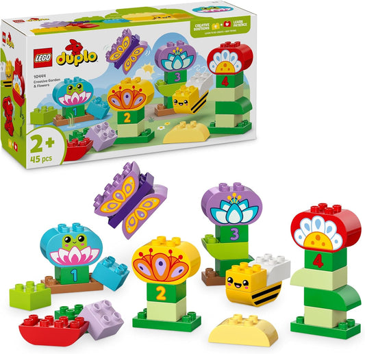 LEGO DUPLO Brinquedo criativo de empilhamento de flores e jardim, conjunto Montessori inspira brincadeiras imaginativas para crianças, meninos e meninas de 2 anos ou mais