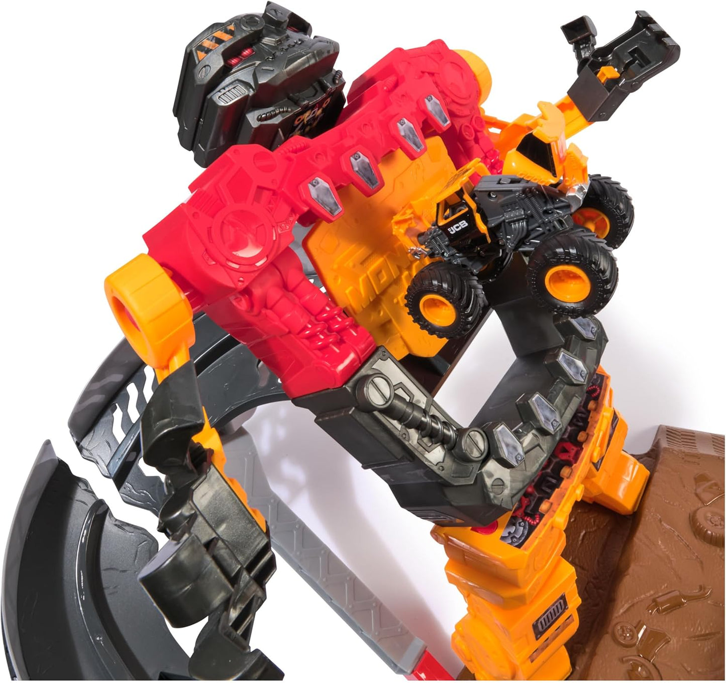 Monster Jam Conjunto de brinquedo Smash & Bash SmashBot com lançador, caminhão monstro exclusivo em escala 1:64, robô reparável de 38 cm, brinquedos infantis para meninos e meninas a partir de 3 anos.