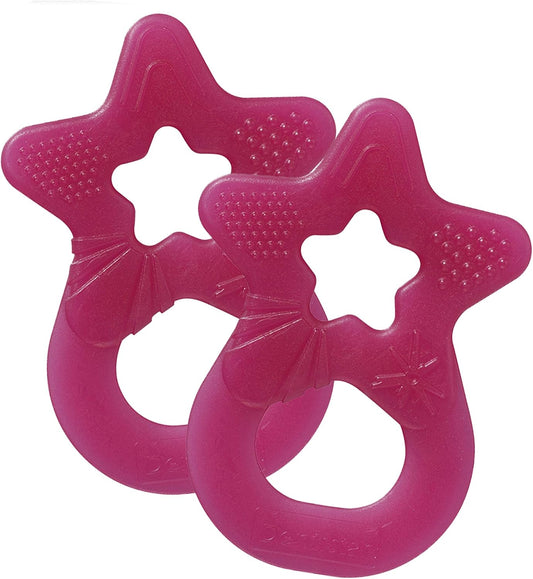 Dentistar Star Teether Pacote de 2, brinquedo de dentição para bebês com mais de 3 meses, anel de dentição de bebê de silicone macio para alívio da dor nos dentes e gengivas