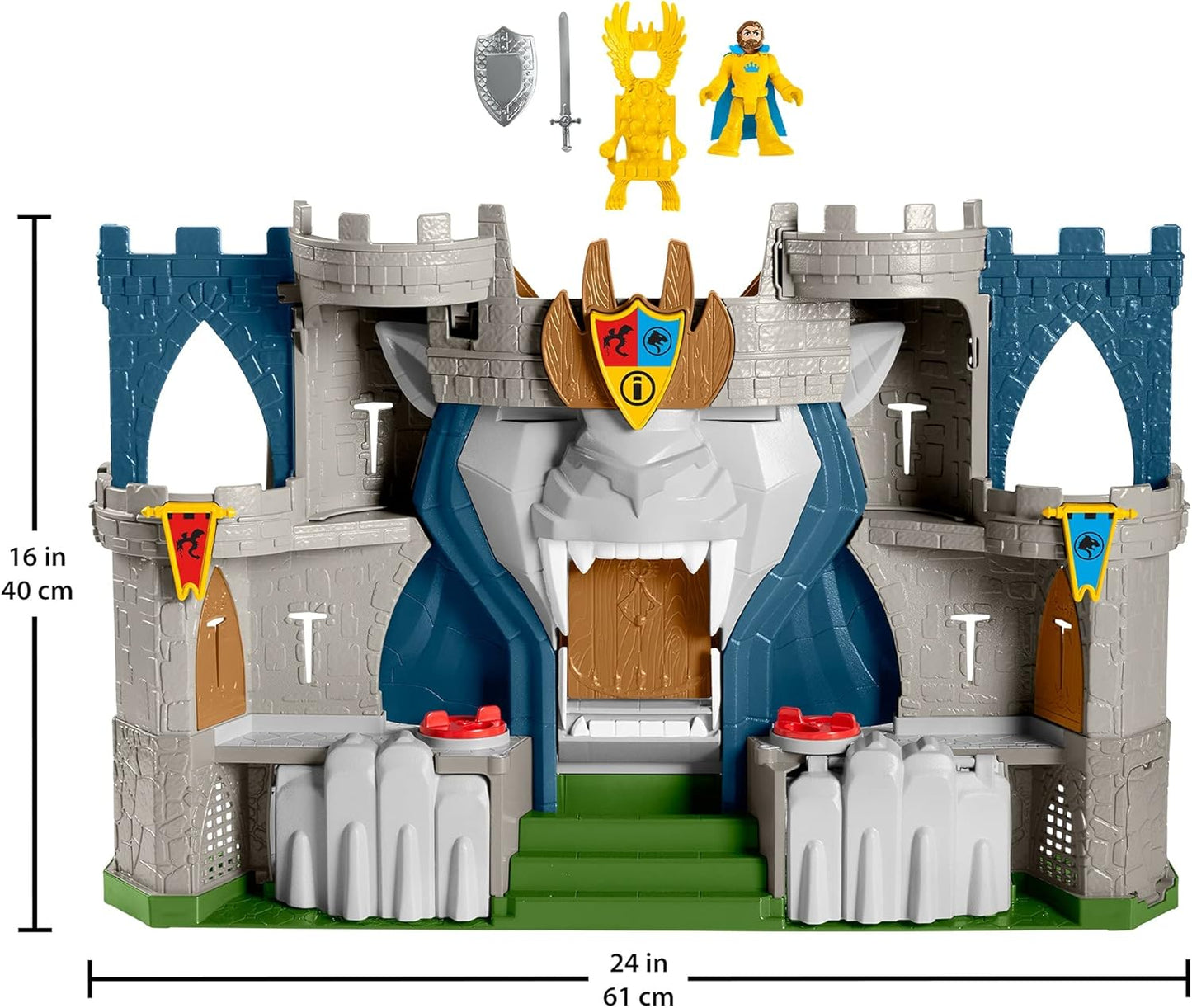 Fisher Price Imaginext Castelo do Reino do Leão - Conjunto de Brinquedo com Tema Medieval e Figuras para Crianças em Idade Pré-escolar de 3 a 8 Anos, Cores Variadas, 0194735009640