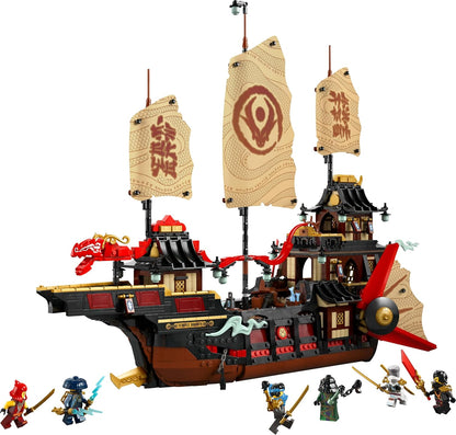 LEGO NINJAGO The Temple Bounty - Barco de brinquedo interativo com velas móveis, além de 6 minifiguras, incluindo Cole, Zane e Nya - Presente para meninos maiores de 14 anos e fãs adolescentes de Dragons Rising - 71848