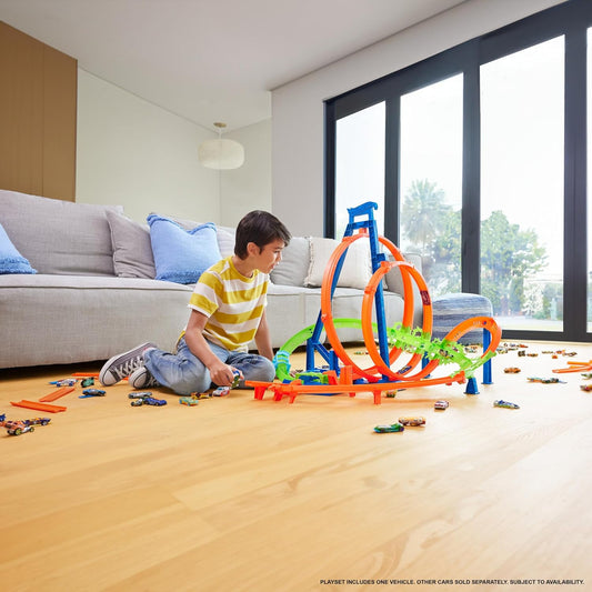 Hot Wheels Pista Epic Crash Dash com 5 Zonas de Colisão, Impulsor Motorizado e 1 Carrinho Hot Wheels em Escala 1:64, Fácil de Guardar, HNL97