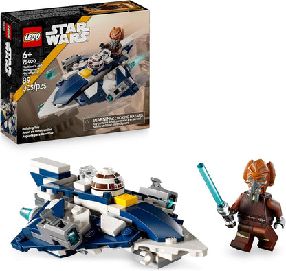 LEGO Star Wars: The Clone Wars Jedi Starfighter Microfighter de Plo Koon, brinquedo de construção colecionável para crianças, presente para meninos, meninas e fãs com 6 anos ou mais, inclui um sabre de luz azul 75400