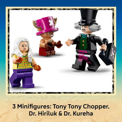 LEGO ONE PIECE Esconderijo do Dr. Hiriluk – Brinquedo colecionável com 3 minifiguras (incluindo Tony Tony Chopper) – Decoração para quarto infantil – Presente para meninos, meninas e fãs a partir de 9 anos – 75641