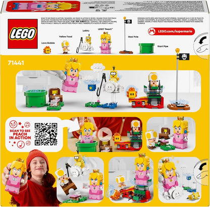 LEGO Super Mario Adventures com pêssego interativo, conjunto de brinquedos de princesa para crianças, figura de sapo amarelo, presente Nintendo para meninas, meninos e jogadores de 6 anos ou mais,