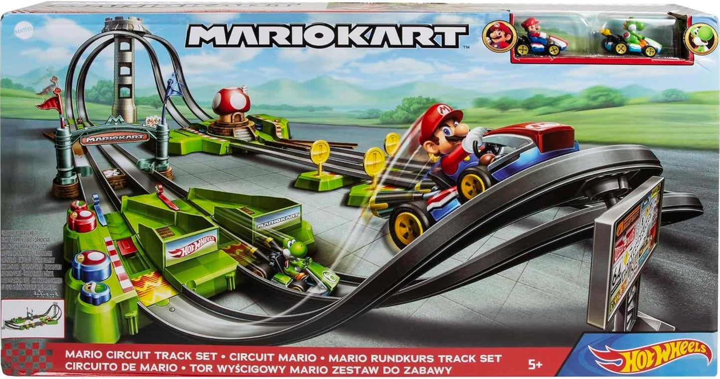 Conjunto de Pista Hot Wheels Mario Kart Circuit com Réplicas de Kart em Escala 1:64 em Metal Fundido, para Crianças a partir de 18 Anos, HFY15, Verde