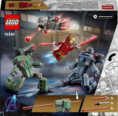 LEGO ǀ Marvel Homem de Ferro e Máquina de Combate vs. Drones Hammer - Brinquedo de Construção com 2 Minifiguras e 2 Figuras de Ação com Disparadores de Peças - Presente de Super-Herói para Meninos a partir de 7 Anos - 76320