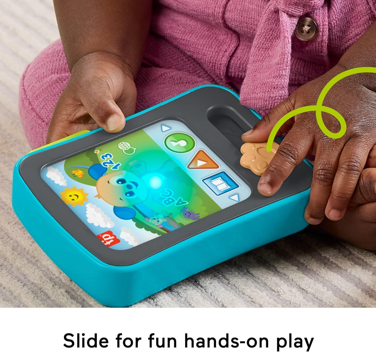 Brinquedo educativo para bebês Fisher-Price: Leitor de histórias em formato de cachorrinho com música e luzes, ideal para crianças a partir de 6 meses. Disponível em vários idiomas: inglês, francês e alemão. JFK28