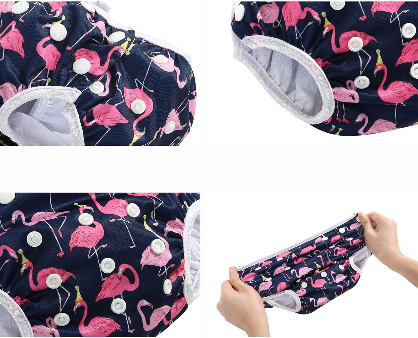 Codkkre Fraldas de Natação Reutilizáveis Fraldas para Bebês Tamanho Ajustável Lavável Pacote de 3 Fraldas para Aulas de Natação 0-3 Anos