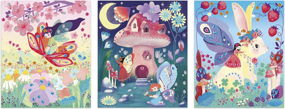 Janod - 3 Quadros para Decorar com 300 Strass - Tema Fadas - Kit Lazer Criativo Infantil - A partir de 5 Anos - J09170