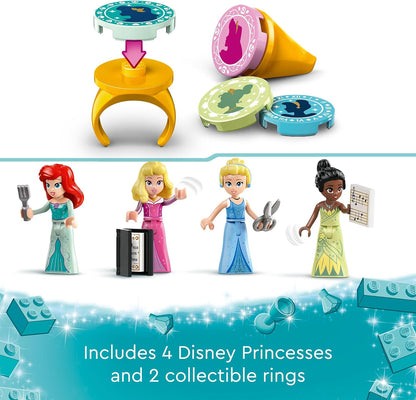 LEGO ǀ Disney Princess: Disney Princess Market Adventure, brinquedo montável para crianças, meninas e meninos com minibonecas Tiana, Aurora, Ariel e Cinderela e 4 casas, ideia imaginativa para presente 43246