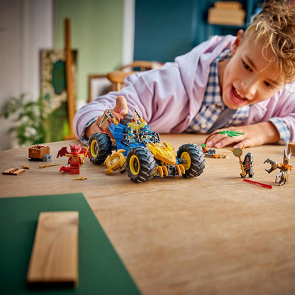 LEGO NINJAGO 2 em 1 Carro Transformável do Jay - Caminhão Ninja com 5 Minifiguras, incluindo Kai e Nya, além de Shurikens e Espadas - Presente de Aniversário para Meninos e Fãs a partir de 8 Anos - 71856