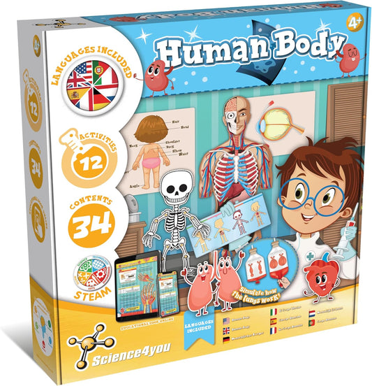Science4you Corpo Humano Crianças Descubra os detalhes do Corpo Humano, Science4you Arco-Íris Vulcão Brinquedo Crianças Kit Vulcão, Science4you Laboratório de Ciências Crianças Idade 5 6 7+ Faça Seu Próprio Conjunto de Química