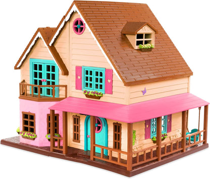 Li'l Woodzeez - Honeysuckle Hillside Cottage - Juego de 20 piezas con casa de juegos, muebles y accesorios - Casas en miniatura y juegos para niños de 3 años en adelante