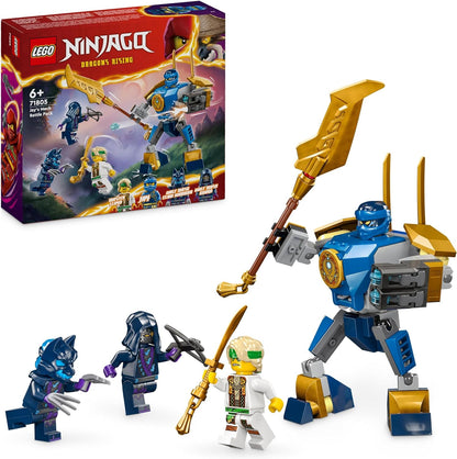 LEGO NINJAGO Jay’s Mech Battle Pack, brinquedo de bonecos de ação para meninos, meninas e crianças de 6 anos ou mais, conjunto Dragons Rising com personagem ninja Jay Minifigura para diversão de dramatização, pequena ideia de presente 71805