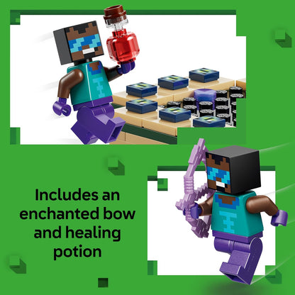 LEGO Minecraft Jornada pelos Portais do Nether e do Fim - Brinquedo de Construção com Figuras Incríveis de Herói, Enderman e Bebê Hoglin - Presente Gamer para Meninos e Meninas a partir de 7 Anos - 21584