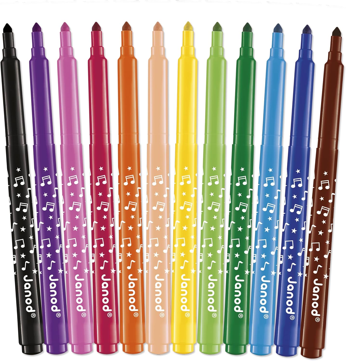 Janod - Canetas hidrográficas de longa duração - Ponta travada e cônica para diferentes espessuras de linha - Tinta lavável - Hobbies e artesanato criativos - Idades 3+