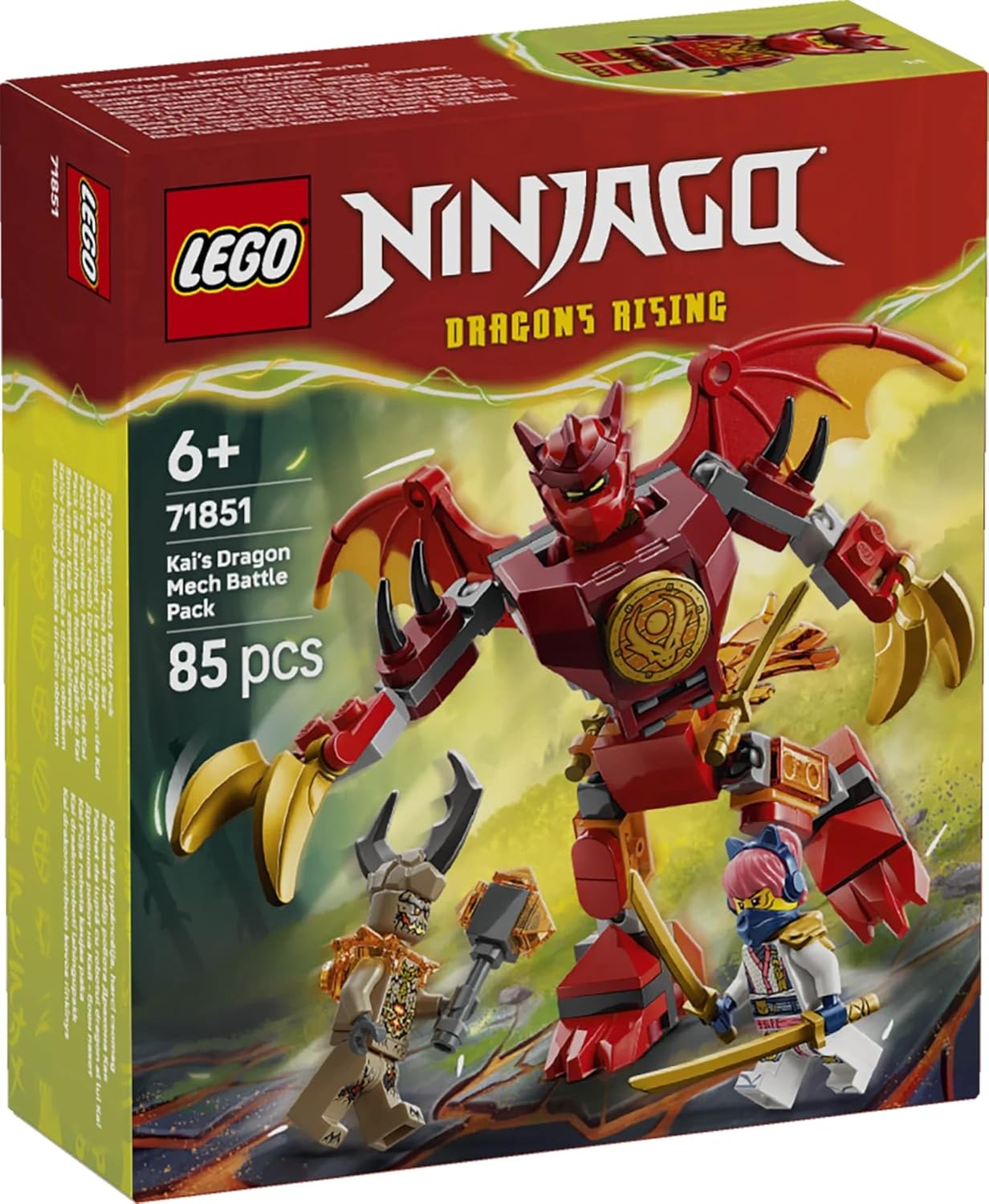 LEGO NINJAGO Kai's Dragon Mech Battle Pack - Ninja Toy w/an Action Figure, 3 Minifigures & Katanas - Birthday Gift for 6+ Year Old Boys & Fans - 71851