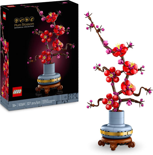 LEGO Icons Juego de construcción de flores de ciruelo, kit de modelo de planta falsa para adultos, pieza de exhibición de decoración de oficina en el hogar, regalo de colección botánica para mujeres, hombres,