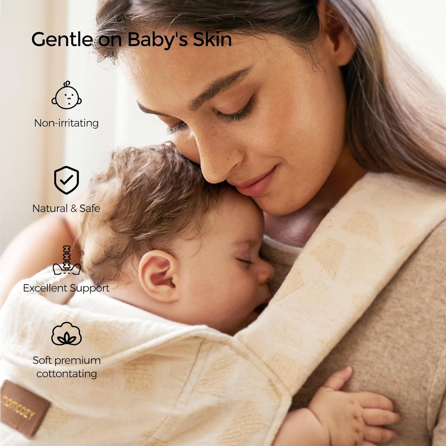 Momcozy Canguru para Recém-Nascido WeeSnug - Leve e Confortável para Bebês de 3,2 a 11,3 kg, Suporte Ergonômico Cruzado nas Costas, Tecido Jacquard, Canguru para Bebê com Suporte Lombar e Mãos Livres