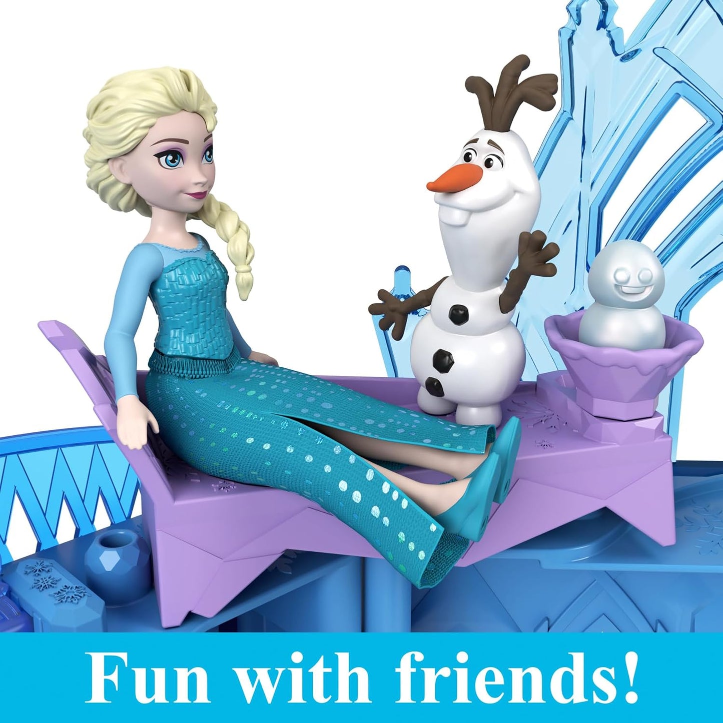 Mattel Disney Frozen Storytime Stackers – Casa de Bonecas Castelo de Gelo da Elsa | Boneca pequena articulada da Elsa, figura do Olaf e conjunto empilhável com 4 acessórios, inspirado no filme Disney Frozen, JDP63