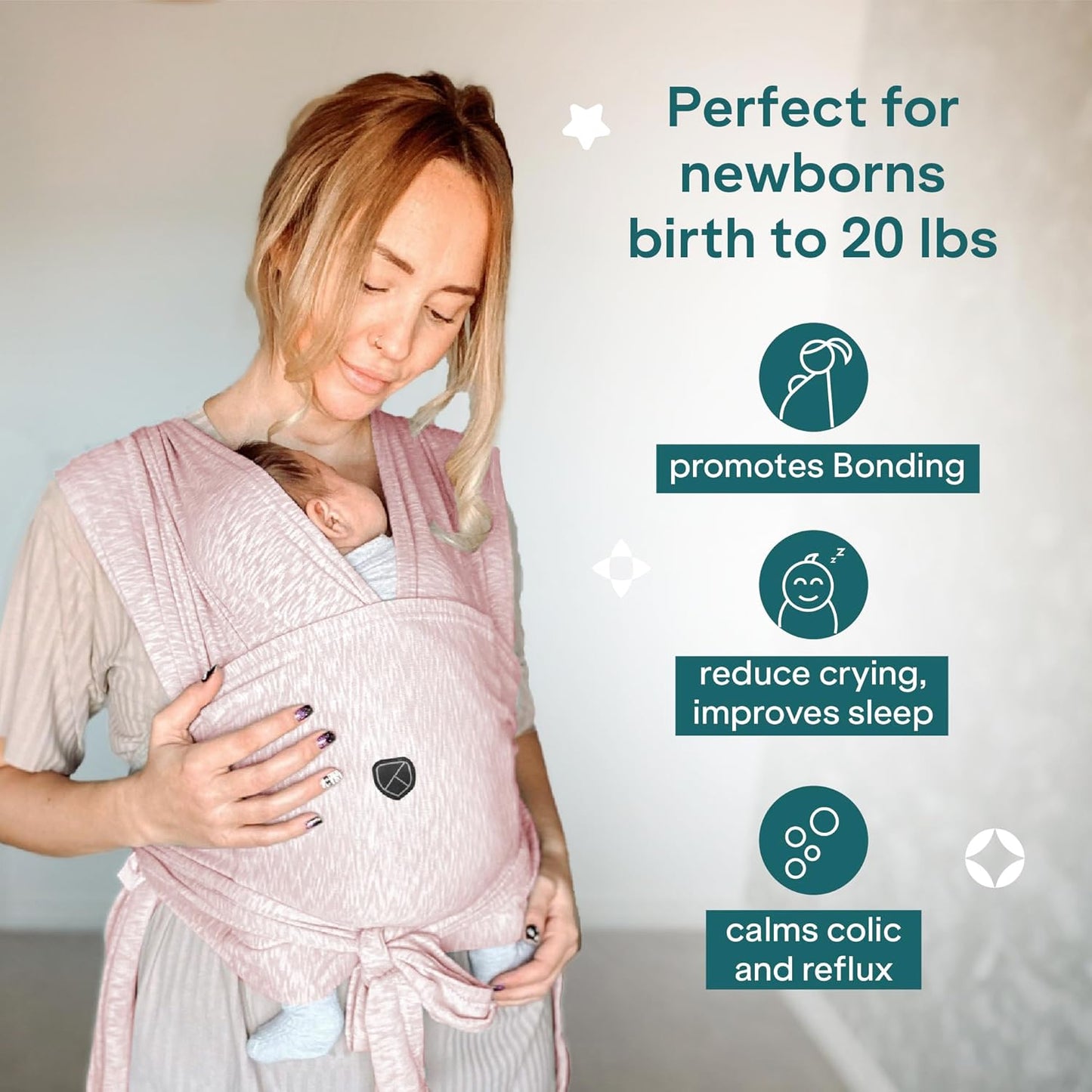 Koala Babycare Canguru para Bebê - Fácil de Usar - Suporte Ergonômico Certificado - Canguru Elástico Multiuso Adequado para Bebês de até 9 kg - Canguru para Bebê