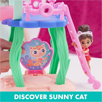 Gabby’s Dollhouse, Piscina de Brincar Purr-ific com Figuras da Gabby e da Sereia Gata, Caudas de Sereia que Mudam de Cor e Acessórios para Piscina - Brinquedo Infantil para Crianças a partir de 3 Anos - Azul