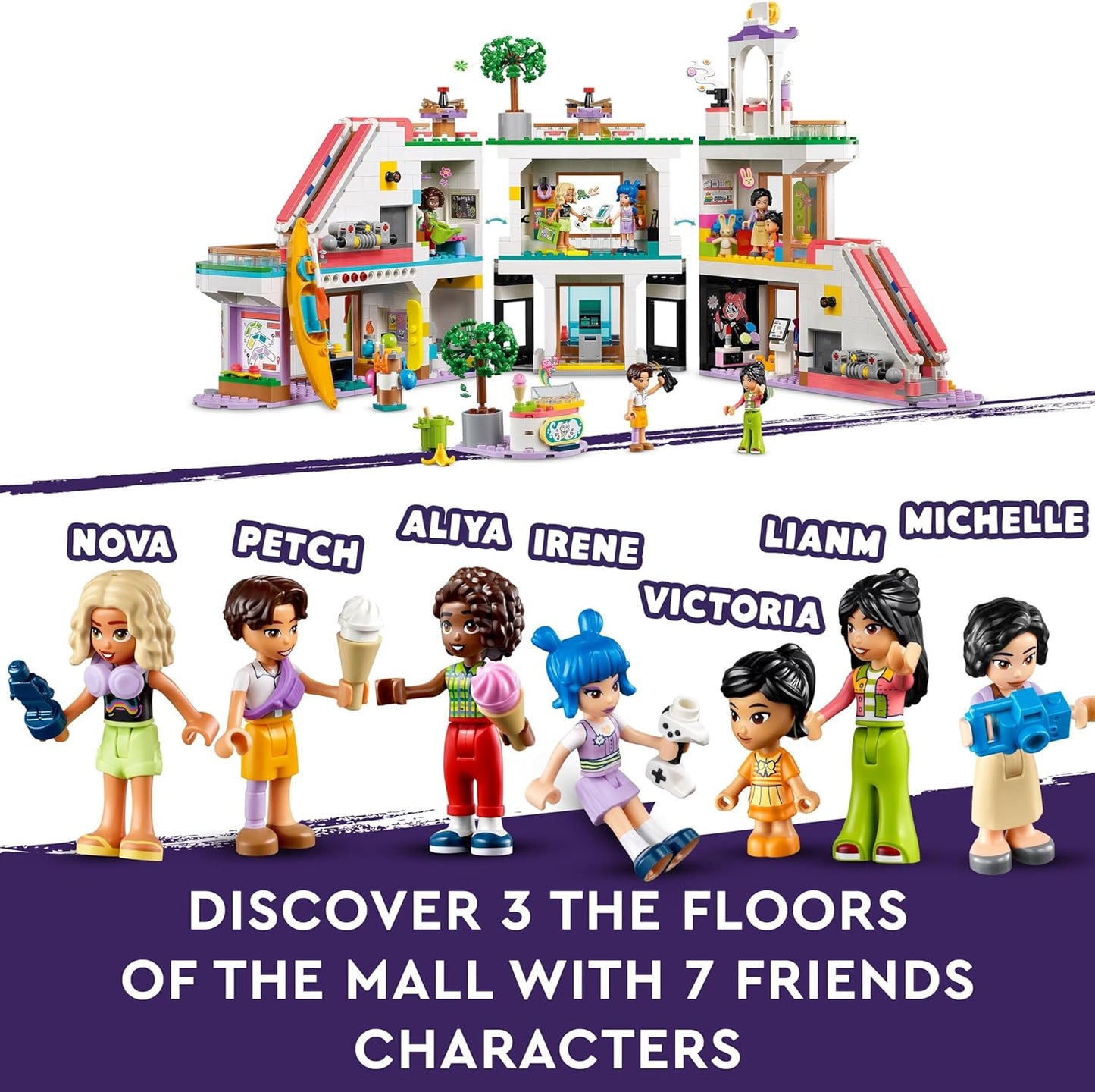 LEGO Friends Heartlake City Shopping Mall com 5 lojas de brinquedos para meninas, meninos e crianças a partir de 8 anos, brinquedos de dramatização, apresenta 7 personagens de minibonecas, ideia de presente de aniversário 42604