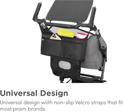Munchkin Organizador de carrinho de bebê | Organizador para carrinho de bebê com 2 porta-copos, estojo para lenços umedecidos e bolso grande para itens essenciais para bebês e recém-nascidos | Ajuste universal para carrinhos de bebê,