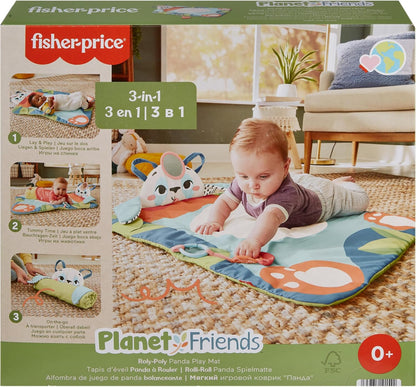 Fisher-Price Tapete de atividades Baby Planet Friends Roly-Poly, brinquedo para carrinho de bebê Planet Friends Sea Me Bounce Turtle, mordedor sensorial Planet Friends All Ears Lovey, brinquedo sensorial Planet Friends Spotting