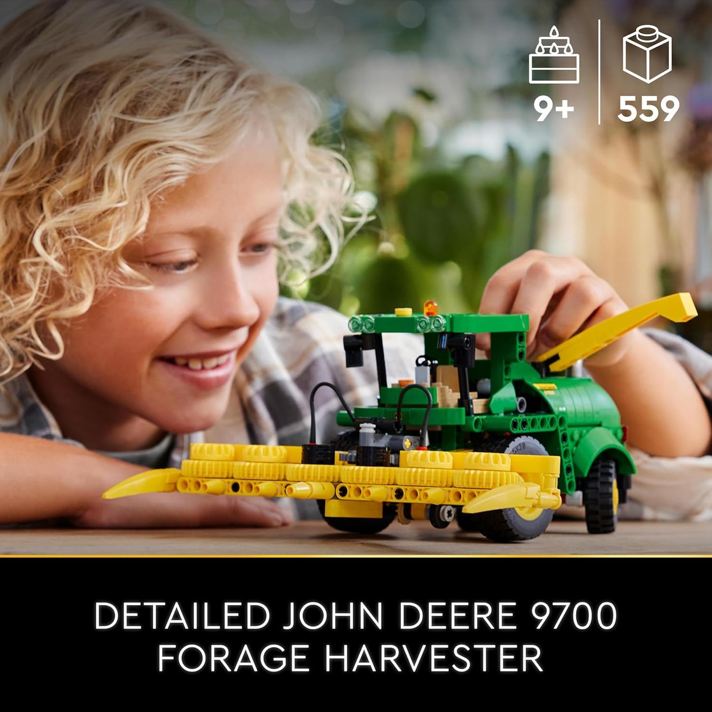 LEGO Colheitadeira de forragem Technic John Deere 9700, brinquedo de trator para crianças, conjunto de fazenda, kit de construção de modelo de veículo com funções realistas para brincadeiras imaginativas, presente para meninos