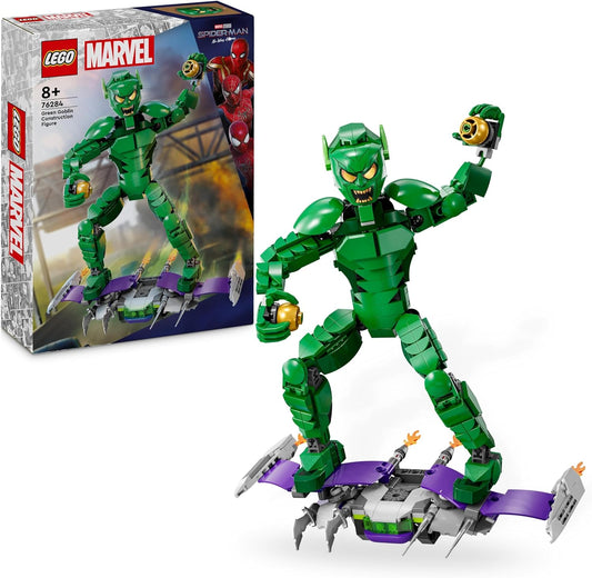 LEGO Figura de construção do Duende Verde da Marvel, brinquedo de construção de supervilão articulável para crianças, meninos e meninas de mais de 8 anos, com planador e bombas de abóbora, ideia de presente de super-herói 76284