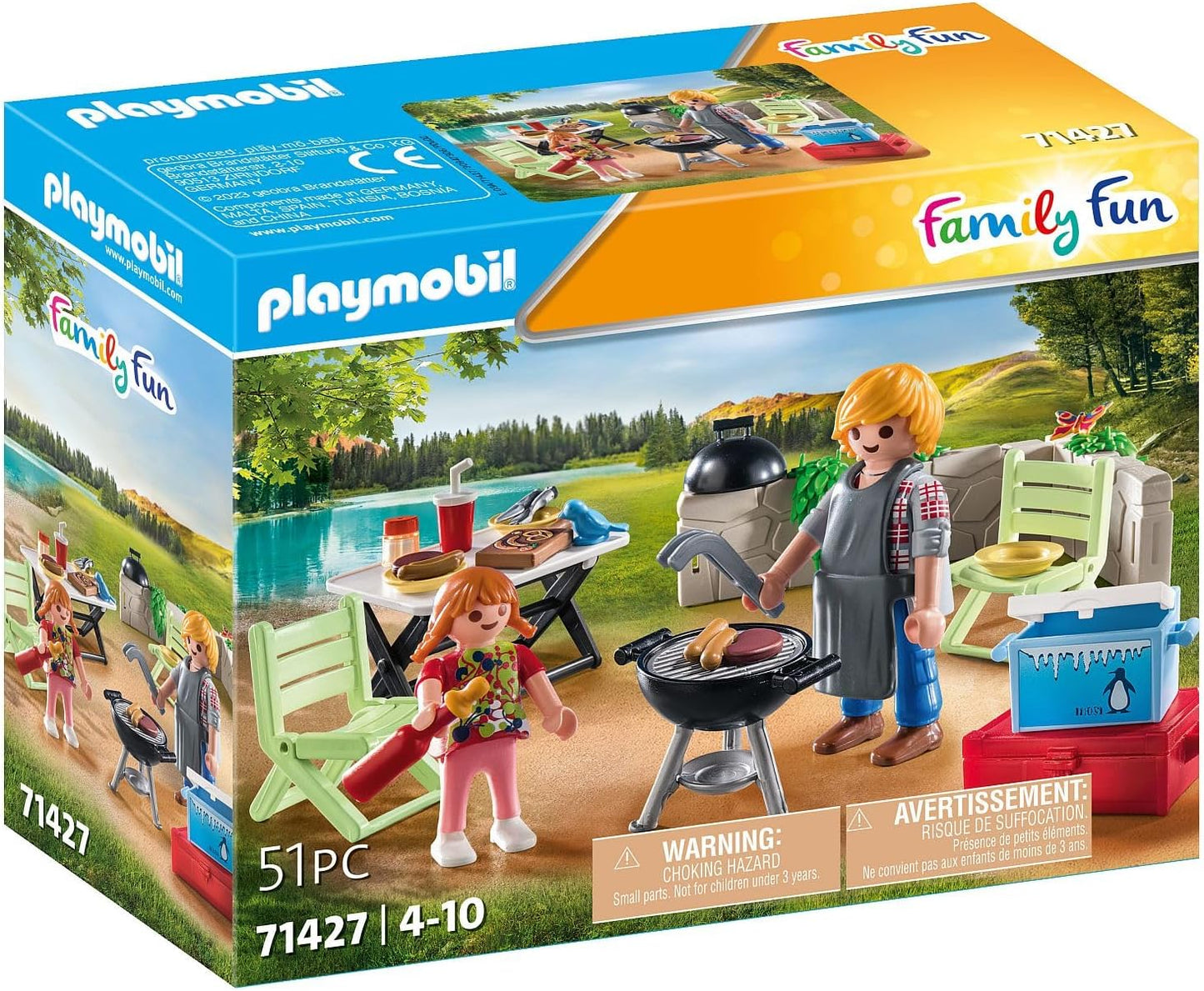 Playmobil 71427 Churrasco divertido para a família, brinquedo ao ar livre e dramatização imaginativa, conjuntos adequados para crianças de 4 anos ou mais