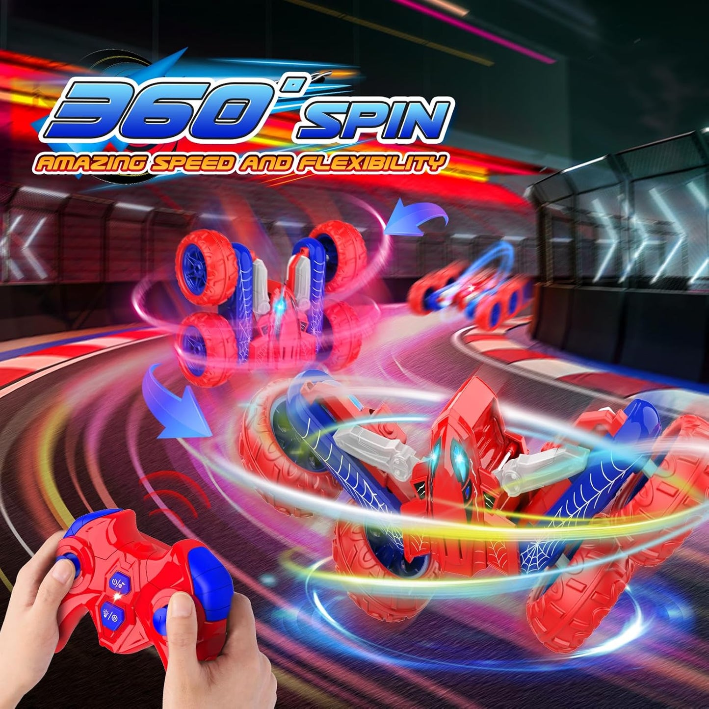 Dreamlandia Carrinhos de Controle Remoto para Crianças, Carro Aranha RC com Giro de 360°, Presente de Aniversário para Meninos de 4 a 10 Anos, Brinquedos do Homem-Aranha e Seus Incríveis Amigos