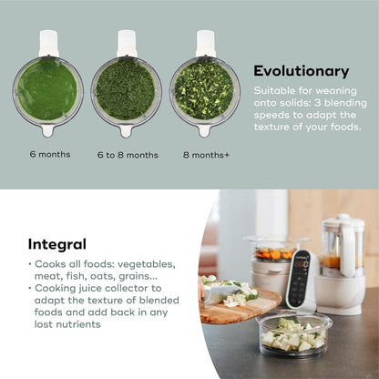 Babymoov Nutribaby Plus 6 em 1 Baby Food Maker, liquidificador e vaporizador de comida para bebê, processador de alimentos para desmame, aquecedor, descongelador, esterilizador, aprovado por nutricionista