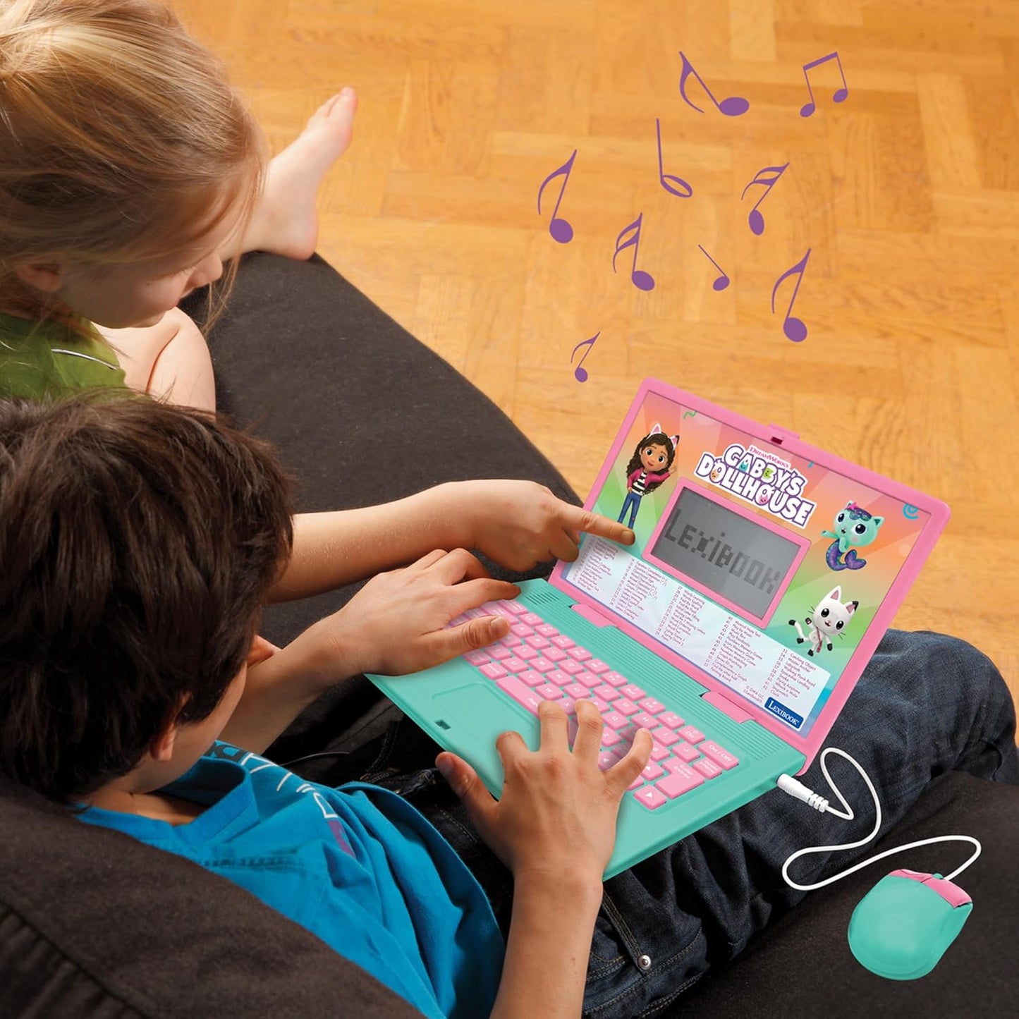 LEXIBOOK, Casa de Bonecas da Gabby, Computador educativo bilíngue INGLÊS/FRANCÊS, Brinquedo para crianças com 124 atividades e jogos de linguagem, escrita, matemática, lógica e música, Rosa/Azul, JC598GDHi1