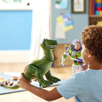 Disney Boneco de ação interativo e falante do Rex, oficial da Store, do filme Toy Story da Pixar, 34 cm/13 polegadas. Brinquedo T-Rex com mais de 15 frases em inglês, interage com outros personagens, para crianças a partir de 3 anos.