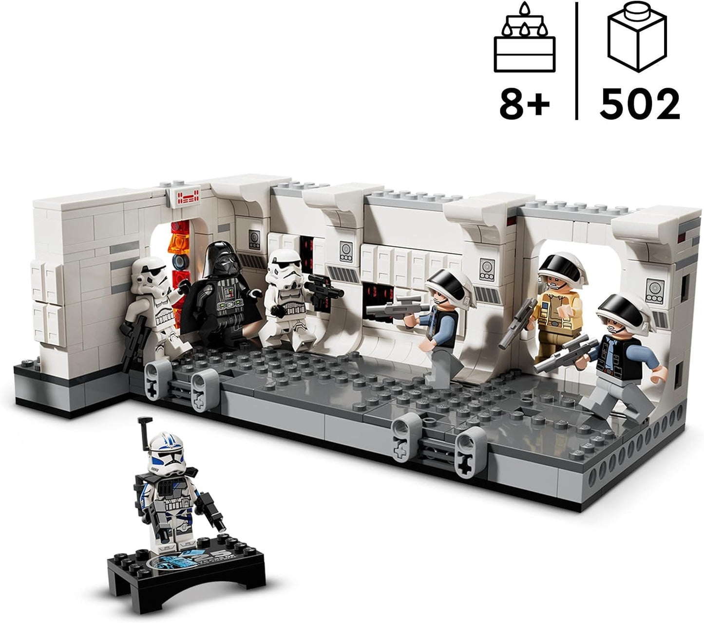 LEGO Star Wars embarcando no conjunto Tantive IV, um brinquedo montável New Hope para meninos, meninas e crianças com mais de 8 anos, com 7 minifiguras incl. Darth Vader e ARC Trooper Fives do 25º aniversário, ideia de presente 75387