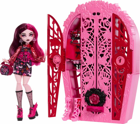 Monster High Skulltimate Secrets - Boneca e Acessórios, Draculaura Garden Mysteries com Closet Revelado e mais de 19 Surpresas para Festa do Chá, como Roupas, HYT72
