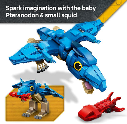 LEGO Jurassic World Filhote de Dinossauro: Pteranodonte – Brinquedo Interativo com Figura Articulada e Lula – Decoração de Quarto Infantil – Presente de Aniversário para Meninos e Meninas a partir de 7 Anos – 77977