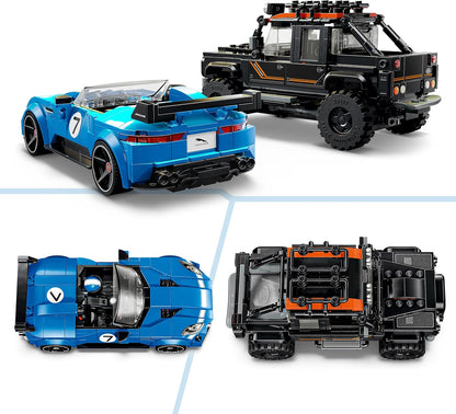 LEGO Speed Champions Jaguar Project 7 e Land Rover Defender – Kit de Modelo STEM com 2 Carros de Brinquedo e 2 Minifiguras de Piloto – Presente de Aniversário para Meninos a partir de 10 Anos – 77264
